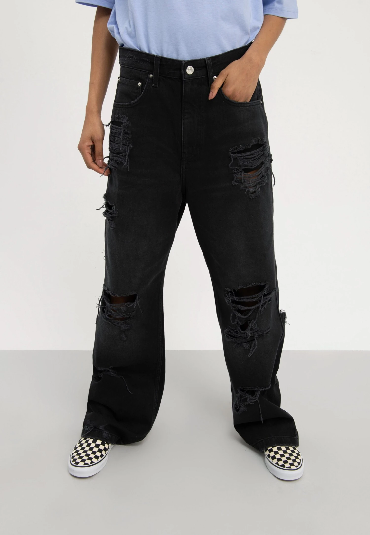 YOURTURN Unisex - Vaqueros Boyfriend - Black Denim 3 YOURTURN Unisex - Vaqueros Boyfriend - Black Denim