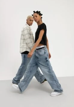 YOURTURN Baggy Jeans Unisex - Vaqueros Boyfriend - Dark Blue Denim -Moda Tienda 47039cf62e0e4223bb19b517ea683054