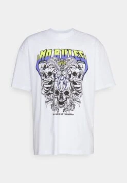 YOURTURN Rule Skull Graphic Tee Unisex - Camiseta Estampada - White -Moda Tienda 68ce6e2ef5464ff5af39c9b482f98a1a