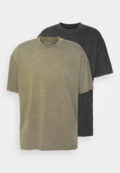 YOURTURN 2 Pack Unisex - Camiseta Básica - Black/Olive -Moda Tienda 87650e8a40104bc792f82977074a6138