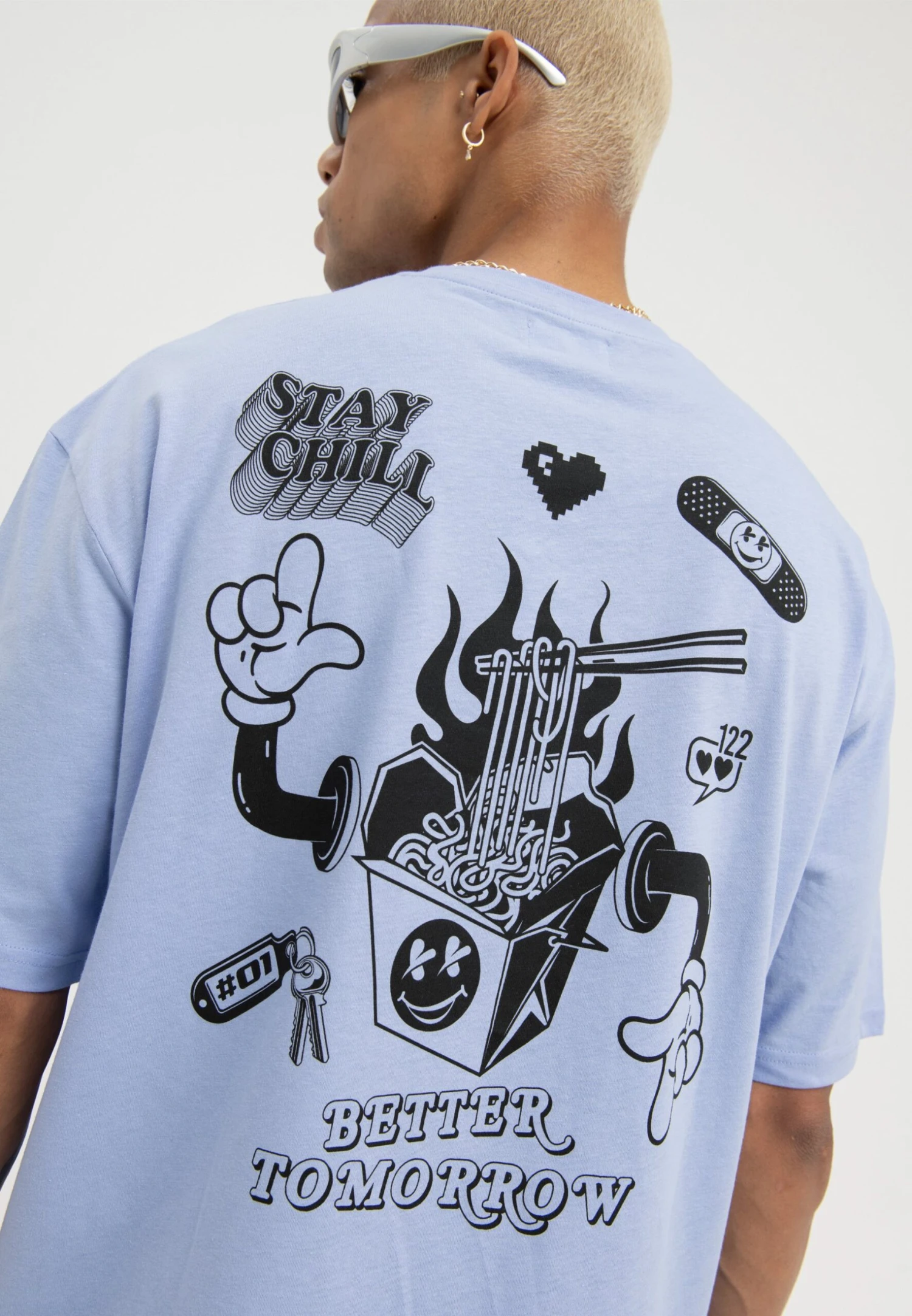 YOURTURN Unisex - Camiseta Estampada - Light Blue 6 YOURTURN Unisex - Camiseta Estampada - Light Blue - Image 4