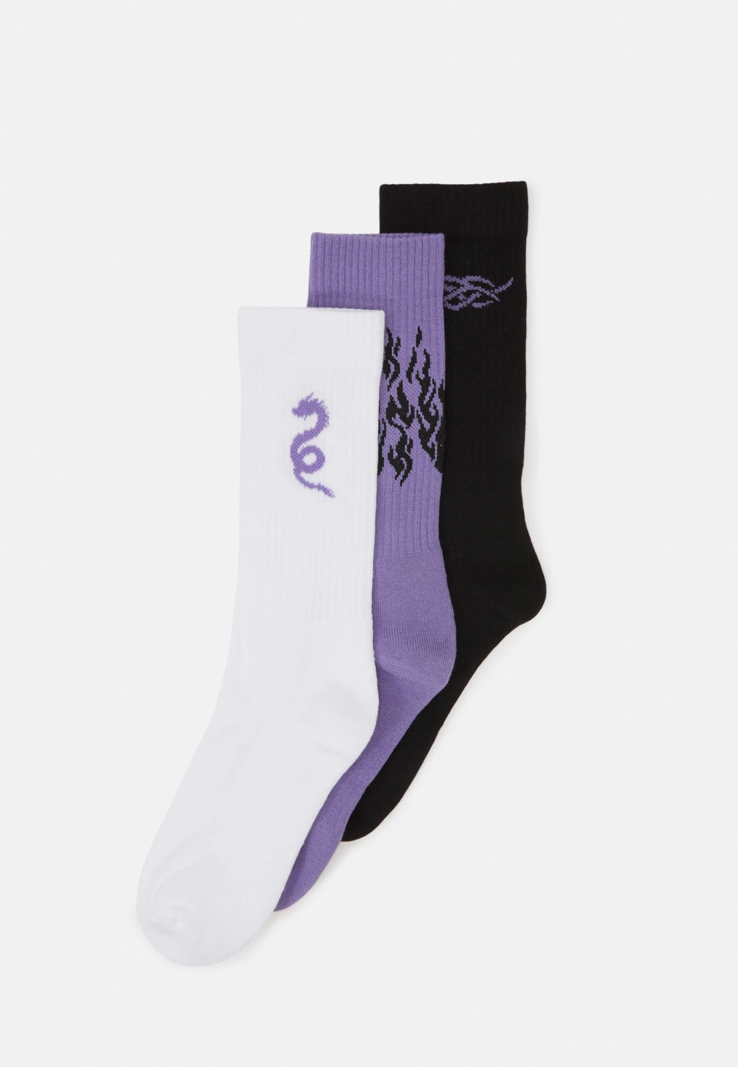 YOURTURN 3 Pack - Calcetines - Black/Purple /Off-White 3 YOURTURN 3 Pack - Calcetines - Black/Purple /Off-White