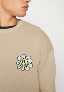 YOURTURN Crewneck With A Flower - Jersey De Punto - Beige -Moda Tienda dfaed8f3ebab418ea73d63153f391822